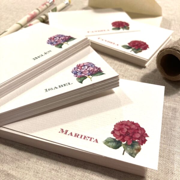 Tarjetas hortensia personalizadas