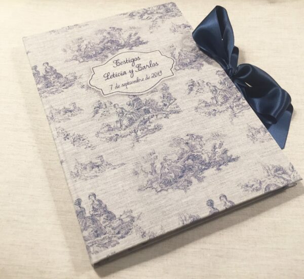 Libro de firmas toile de jouy azul