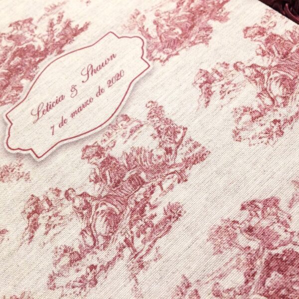 Libro de firmas toile de jouy granate